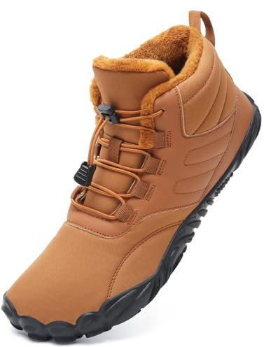 Mabove Zapatos barefoot Botas de invierno para hombre y mujer Zapatillas de trail running Forro cálido Zapatos de invierno Botas de nieve (marrón, 41 EU)