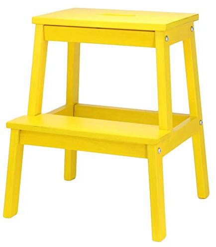 FLYIFE 2 Step Step Stool Wooden Footstool Adult Stepladder Portable Shoe Stool Planter for Indoor Bathroom/Yellow