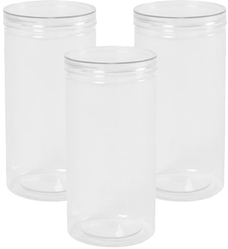 OHS Set of 3 Food Containers, Dry Food Storage Jars for Coffee Pasta Rice Cereal Oats Kitchen Plastic Storage Containers Airtight Lids Leakproof Dishwasher Safe, Large 1400ml