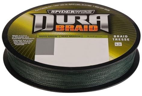 SpiderWire DURA Braid, Angelschnur, Superline, Raubfischangeln, Hecht, Barsch, Zander, Forelle, Unisex, Moosgrün, 0.15mm | 13kg | 28.6lb | 3000yd