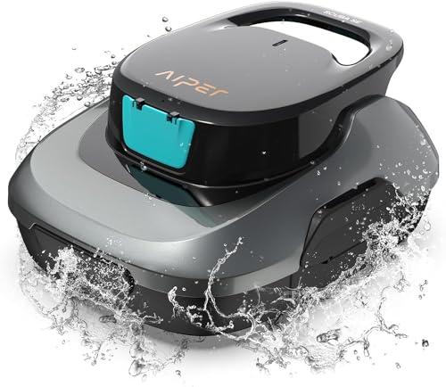 AIPER Scuba SE Robot Piscine, Aspirateur Piscine sans Fil, 90 Minutes de Nettoyage, Stationnement Automatique, Nettoyeur de Piscine Compact et Léger, Idéal pour Les Piscines Hors Sol 80㎡ (Améliorée)