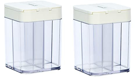 Lot de 2 salières et poivrières 4 en 1 en plastique avec 4 grilles vides avec trous réglables pour la maison, la cuisine, le camping, le pique-nique, le barbecue en plein air