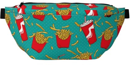 Grand sac banane pour homme et femme – Joli sac à bandoulière tendance pour frites, boissons, boissons, voyage, sac banane pour femme avec sangle réglable