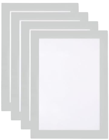 QUARKZMAN 4 Stück A5 Magnetrahmen, Info-Rahmen Selbstklebend Aufklappbarer Magnetrahmen mit Magnetverschluss, Bilderrahmen für Dokumente, Poster, Hinweise,Silber (20.5 x 15cm)