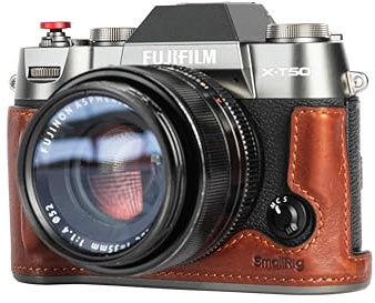 SMALLRIG X-T50 Half Leather Case Kit with Shoulder Strap, Halbledertasche für Kamera im Retro-Stil aus Leder mit Rahmen aus Aluminiumlegierung für FUJIFILM X-T50, (Braun) - 4710 | Kameratasche mit Rahmen aus Aluminiumlegierung
