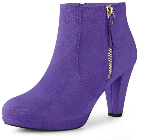 Perphy Bottines à talons épais pour femmes Violet foncé 39