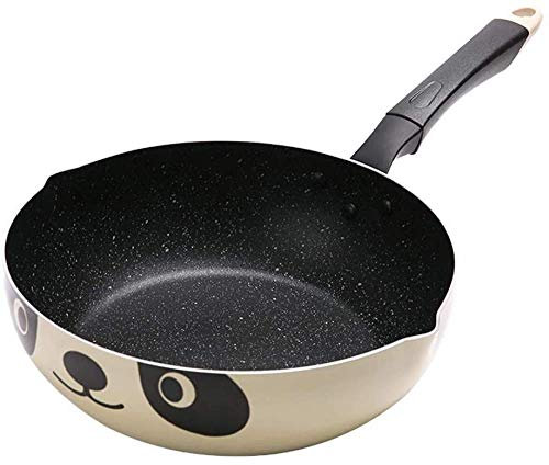 Kochtopf, Wok-Pfanne zum Braten, antihaftbeschichteter Wok-Topf aus Aluminiumlegierung, Maifan-Stein, Bratpfanne mit großem Fassungsvermögen, Kochgeschirr mit Panda-Muster