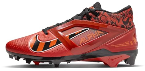 Nike Alpha Menace 4 Pro NRG Football Cleats (FQ3984-600, Picante Red/Bright Mandarin/Dragon Red/Black) Size 10.5