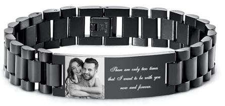 XUANPAI Armband mit Foto Armband Herren mit Gravur - Personalisiertes Partnerarmbänder mit Namen Bild Verstellbare Fotoarmband Fotogeschenk zum Geburtstag Jahrestag Weihnachten
