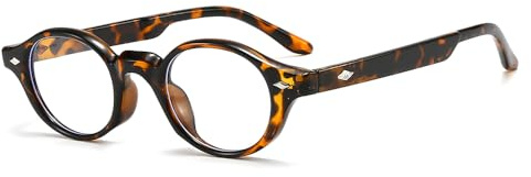 YAMEIZE Ovali blåljusglasögon herr - dam retro små TR90 blåljusblockerande glasögon blåljusfilter glasögon datorglasögon, Transparent Leopard