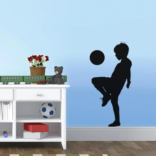 GZGZG Kreativer Junge spielt Fußball Wandaufkleber Sport Fußball Kinder Wandaufkleber Kinderzimmer Wanddekoration Wandtattoo