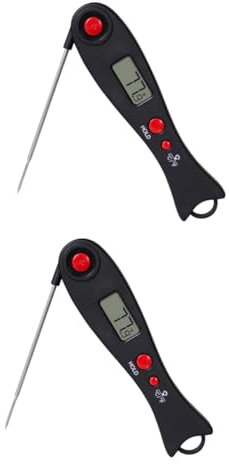 Cabilock 2stücke -thermometer Mit Lcd-display Für Präzise Lebensmitteltemperaturen Ablesbares Fleischthermometer Für Grill Bbq Und Küche - Schwarz Und Rot