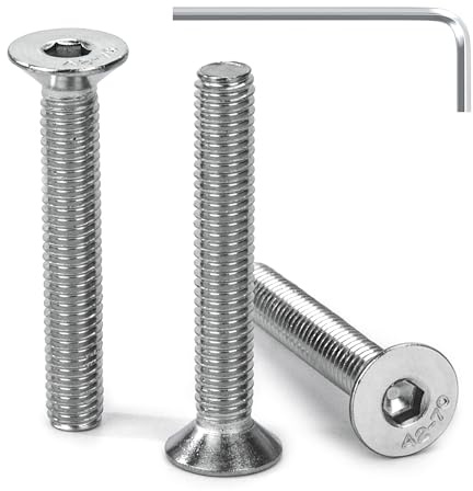 Tunejoy 30 Stück Senkkopfschrauben M6 x 40 mm Senkschrauben Edelstahl A2 V2A Senkkopf Innensechskant DIN 7991 Vollgewinde mit Inbusschlüssel