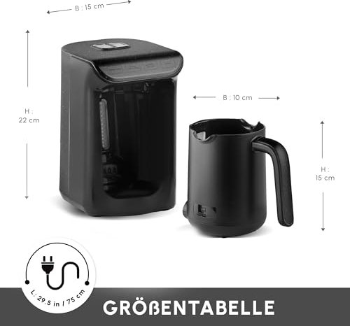 Karaca Hatır Koz Milky Machine à Café Turc 300 ml, 5 Tasses de Cafetiere Turque, Arrêt Automatique & Contrôle de Température, Turkish Coffee Machine 535W, Noir Brillant