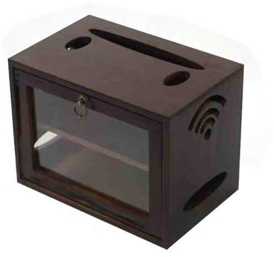 Caja Ocultar Router WiFi Madera Maciza Muchos Diseño Abierto Gran Capacidad de Doble Capa Router Rack Router de Madera Maciza para Decoración del Hogar(C)