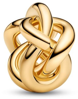 PANDORA Moments 793755C01 Infinity Knot Charm Made of 14K Gold-Plated Sterling Silver, Compatible Moments Bracelets, 13,3x12,5x7,7 mm, Sterling Silver, No Gemstone