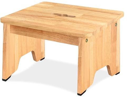 Wooden Step Stool for Adults and Seniors with Non-Slip Rubber Feet, Portable Wooden Standing Aid for Bathroom, Kitchen, Bedside Table and More (22cm - Oak)