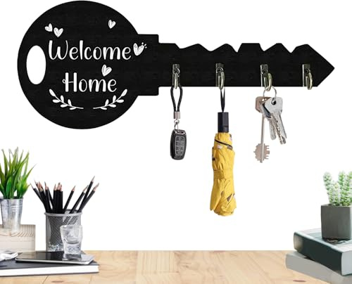 Patères - Porte-Clés en Bois Mural Design,Décor Vintage Maison - Rangement Multifonction Gain de Place pour Entrée, Chambre et Appartement