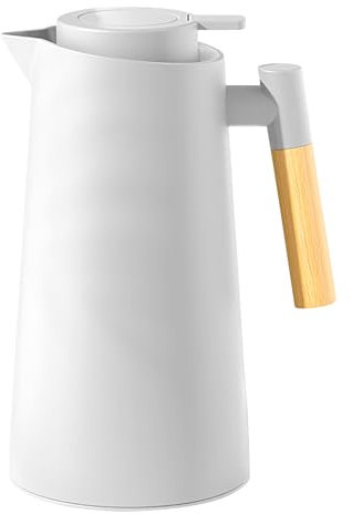 Thermal Carafe Pitcher, Glass Lined Coffee Jug, 1000ml Beverage Dispenser, Tea Water Pitcher, Insulated Drink Holder, Ideal for Camping and Home Use, 5.3x5.3x9.8in