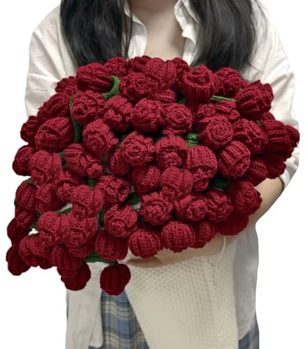 SoffMoiis Crochet Flowers Bouquet Blanket, Handmade Rose Blanket, 59 Inch Round Floral Soft and Romantic Gifts for Birthday, Mother's Day, Valentine's Day, Home Decor, Bed, Sofa