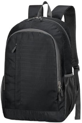 Daypack - Zaino da trekking leggero, pieghevole, impermeabile, da trekking, grande zaino da 30 litri, per sport all'aria aperta, per campeggio, viaggi, avventure di ciclismo, Nero , Siehe Beschreibung