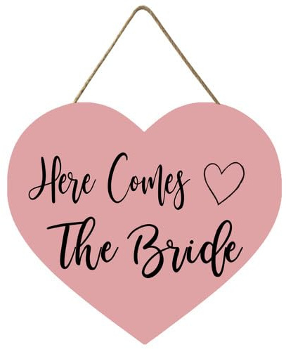 Panneau de mariage amusant pour porteur d'alliances à transporter - Plaques en bois rustique - Décoration de mariage, « Here Comes The Bride », panneau de demoiselle d'honneur, panneau de bienvenue en
