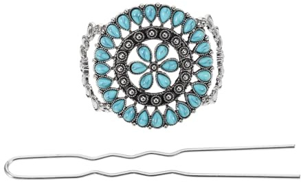 TOPPERFUN Haargabel mit Blumenform Dekoriert aus Zinklegierung im Vintage Stil Türkisfarbene das Haar Schonend als Geschenk für Besondere Anlässe