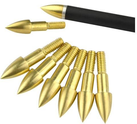 FQH 75 Grain Arrowhead 24PCS - Screw-in Archery Field Points for Target Practice & Shooting (Yellow)
