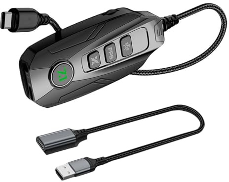 GS20 Petite carte son USB Adaptateur externe (Noir) pour ordinateur avec fonction Surround Carte son de jeu