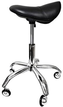 Sadelpall med hjul, vridbar justerbar rullpall, ergonomiskt utformad sadelstol, lämplig for stylister och tandläkare