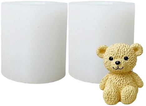 2 moldes de silicona para osito de peluche, molde de osito lindo 3D, moldes para velas antiadherentes para hacer velas, jabón y yeso, manualidades - Teddy Silicone