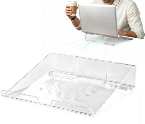 Bärbar Datorställ För Skrivbord Ergonomisk Visningshöjd Och Stabilt Stöd | Skrivbord Genomskinlig Akryl Laptophållare För kvinnor män vuxna studentrum datorbord studier lägenhet café och kontor