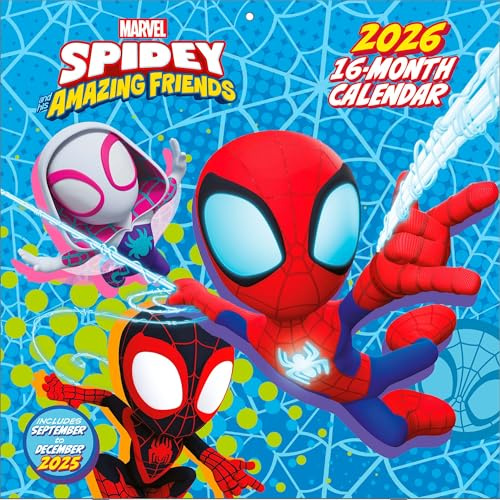 Pyramid International - SPIDEY AMAZING FRIENDS 2026 – Broschürenkalender 30×30 cm mit Spider-Man, Miles Morales & Venom – Wandkalender für Kinder & Marvel-Fans
