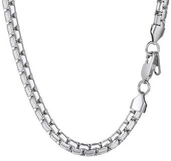 PROSTEEL Herren Halskette hochwertig Edelstahl Platte Venezianierkette Erbskette 2MM/4MM/6MM/8MM breit Kette mit Karabinerverschluss für Männer Jungen, Länge 46-76CM wählbar