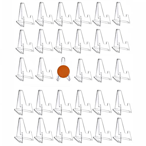 Supporto per Cavalletto Trasparente,30 Pezzi Cavalletti in Plastica, Monete Supporto Cavalletto, Supporto per Display Multifunzionale Trasparente, per Visualizzazione Monete, Orologi Tasca, Medaglie