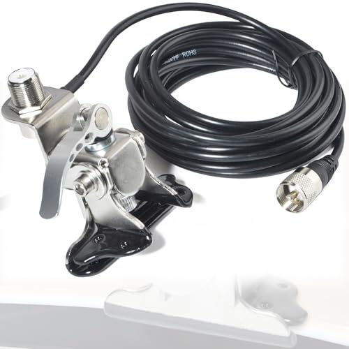 HYS Auto-Antennenhalterung aus Edelstahl für den Kofferraum | Deckel mit Schrägheck, Verstellbarer Winkel mit SO239 auf PL-259 Anschluss, 16,4 ft RG-58 Koaxialkabel