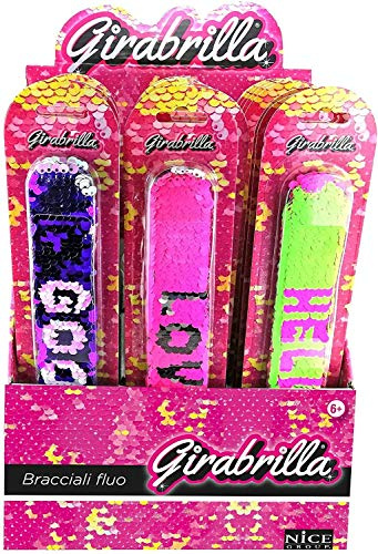 Girabrilla - Nice Group - Pulseras Fluo de lentejuelas, colores surtidos, 1 unidad
