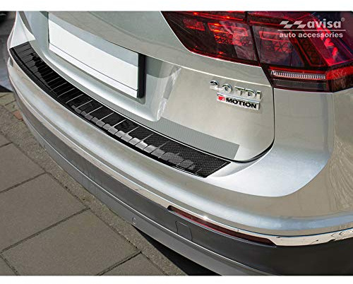 Avisa Echtes 3D Karbon Heckstoßstangenschutz kompatibel mit Volkswagen Tiguan II & R-Line inkl. Allspace 2016-2020 & FL 2020-2024