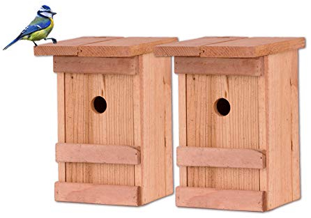 BigDean 2X Nistkasten Meisen Meisennistkasten Nistkästen Vogelhaus Vogelhäußchen Massivholz Vogelhaus 25 x 14,5 x 12 cm Einflugloch 28mm