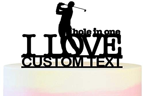 Personalisiert Sie Ihren Namen Golf I Love Hole in One Kuchenaufsätze Hochzeit Geburtsta Acryl Dekor Cupcake Kuchen Topper Stand für Kuchen Party Dekoration 11 Stück
