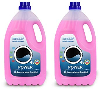 Power Universal Flüssig Waschmittel 2x4L │ Flüssigwaschmittel für Weiß- und Bunt- und Handwäsche │ Vollwaschmittel in der Großpackung │ geeignet für Color-Wäsche│ hohe Ergiebigkeit, ca. 140 Wäschen