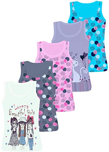 LOREZA ® 5 Mädchen Baumwolle Unterhemden Tank Top Kinder - Gr. 92-170