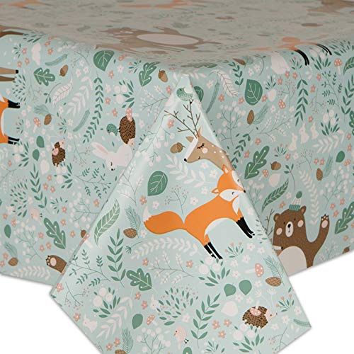 QPC Direct Woodland Fox and Friends PVC Oilcloth Table Cover Vinyl Tablecloth (140 x 200cm [Rectangle])