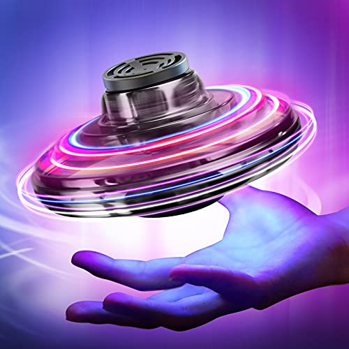 suroper Fly Handbetätigter Drohne für Kinder Erwachsene Geschenke, Fliegende Ballspielzeug, Mini-Spinner-Drohne mit 360°rotierenden und glänzenden LED-Leuchten, Kleiner Hubschrauber UFO (Schwarz)