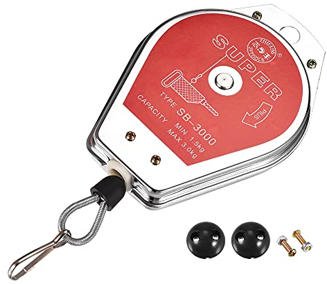 sourcing map Einziehbar Federzug Werkzeughalter Aufhängevorrichtung 3.3-6.6lbs (1.5-3kg) Rot für Fließband mit Montagezubehör