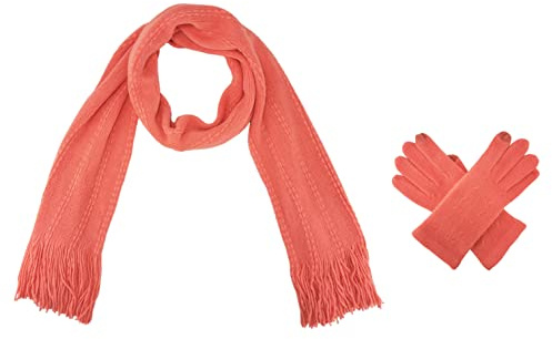 BRUCERIVER Damen Ultra Weich Gestrickter Schal & Handschuh Set Touchscreen Funktion Cashmere Gefühl Cable Design