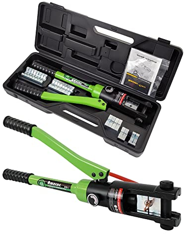 AMZCNC 16 Tons Hydraulische Presszange Crimpzange 8-300 mm² Zange Kabelschuhzange with 13 Pairs of Dies (Crimpzange(8-300mm²))