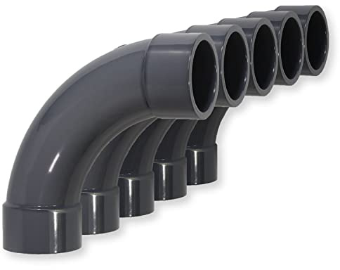 Paradies Pool PVC Fitting Bogen 90° Ø 50mm mit Klebemuffen, PVC-U Muffe Rohrverbinder Rohr Schlauch Klebefitting zum verkleben, Qualität aus Europa, Menge: 5 Stück