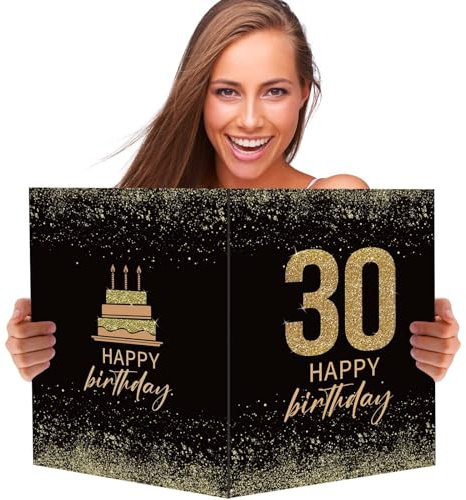 BOFUNX 30. Geburtstagskarte Groß Happy Birthday Grußkarte Geburtstag Glückwunschkarte Gästebuch Gastposter für Männer Frauen Geburtstag Partydeko