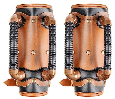 Zhongkaihua Mittelalterliche Ritterrüstung Stulpen Mittelalterliche Lederschnalle Armschienen Metall Ritter Gauntlet Retro Steampunk Stil Cosplay Bühne Kostüm Requisiten